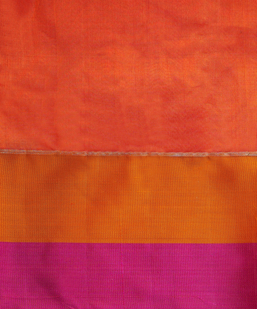 Handloom_Orange_Pure_Chanderi_Silk_Saree_With_Mughal_Booti_WeaverStory_05