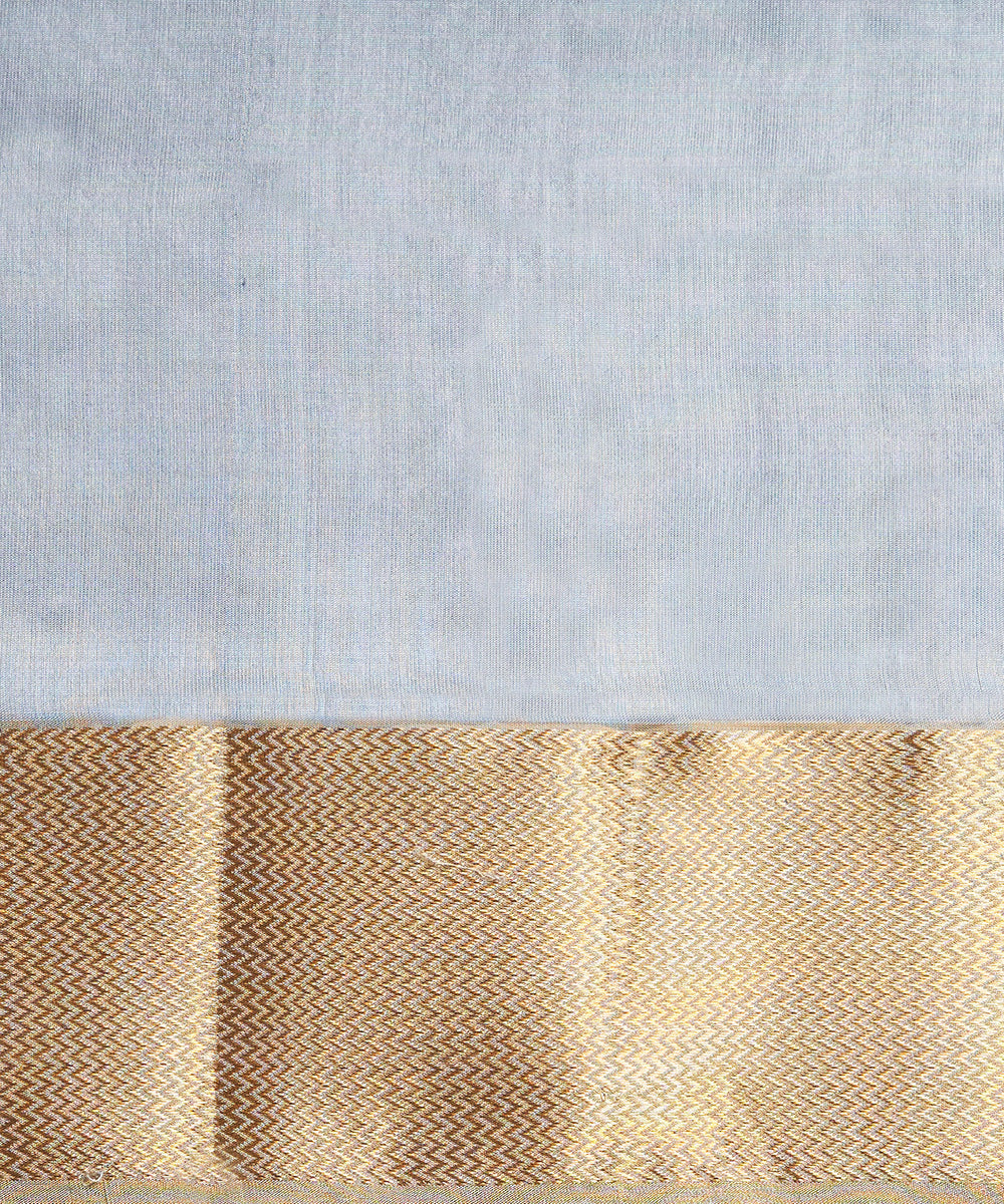 Grey_Handloom_Pure_Chanderi_Silk_Saree_With_Nakshi_Gold_Border_WeaverStory_05