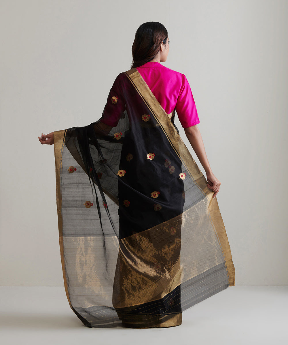 Black_Handloom_Pure_Chanderi_Silk_Saree_With_Meena_Booti_WeaverStory_03