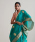 Teal_Handloom_Pure_Chanderi_Silk_Saree_With_Nakshi_Border_And_Anardana_Booti_WeaverStory_01