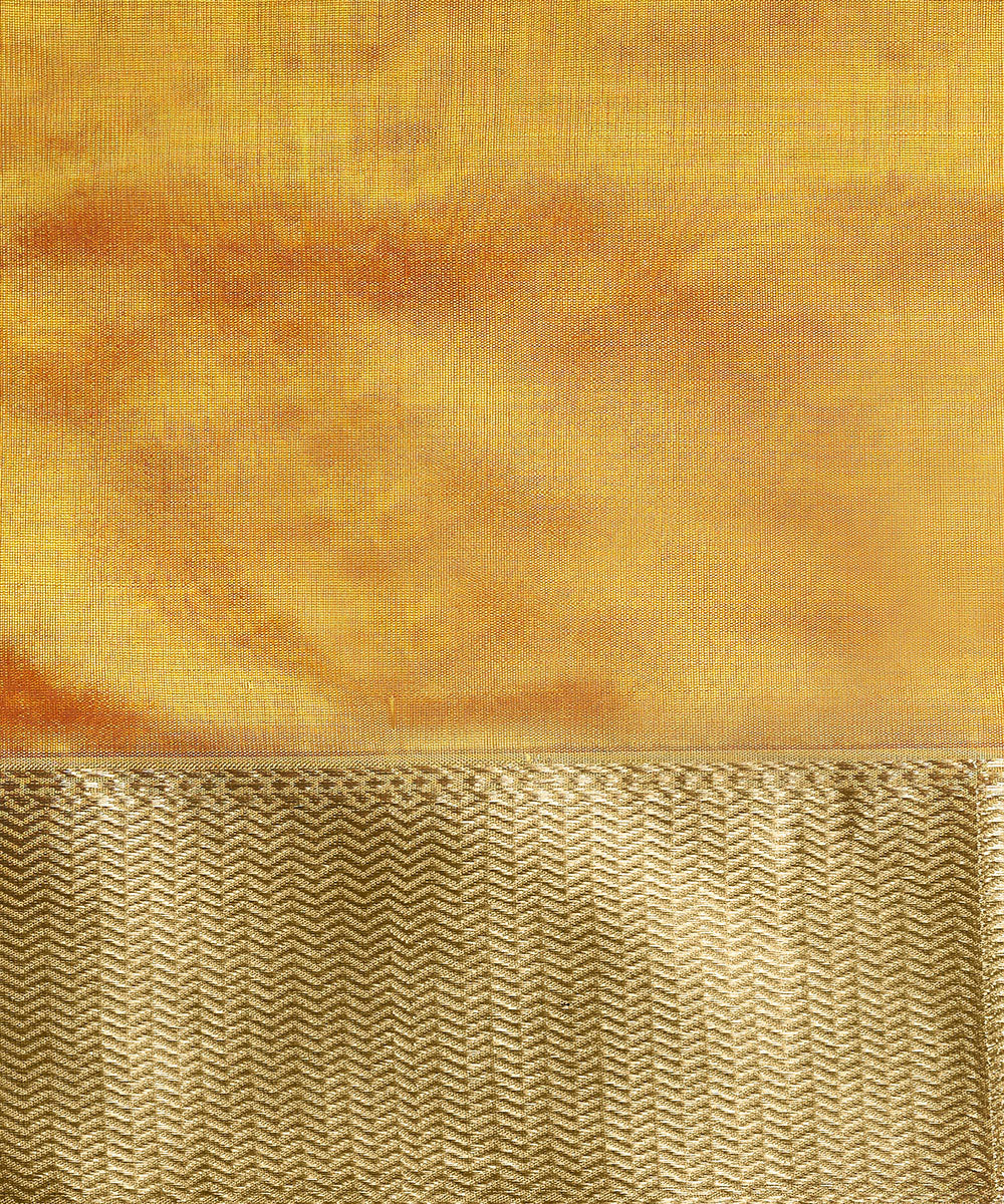 Handloom_Mango_Yellow_Pure_Chanderi_Silk_Saree_With_Nakshi_Border_And_Gulab_Booti_WeaverStory_05