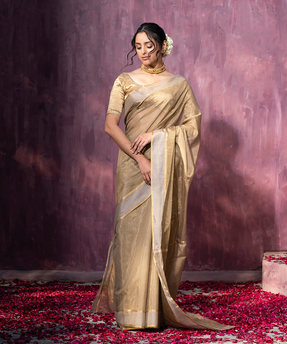Handloom_Brown_Tissue_Chanderi_Silk_Saree_With_Contrast_Woven_Border_WeaverStory_02
