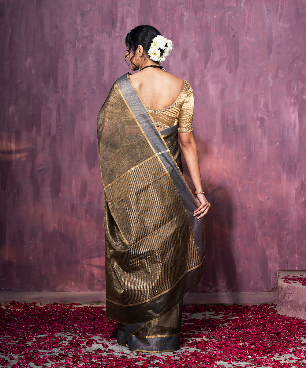 Brown_And_Grey_Handloom_Tissue_chanderi_Silk_Saree_With_Contrast_Woven_Border_WeaverStory_03
