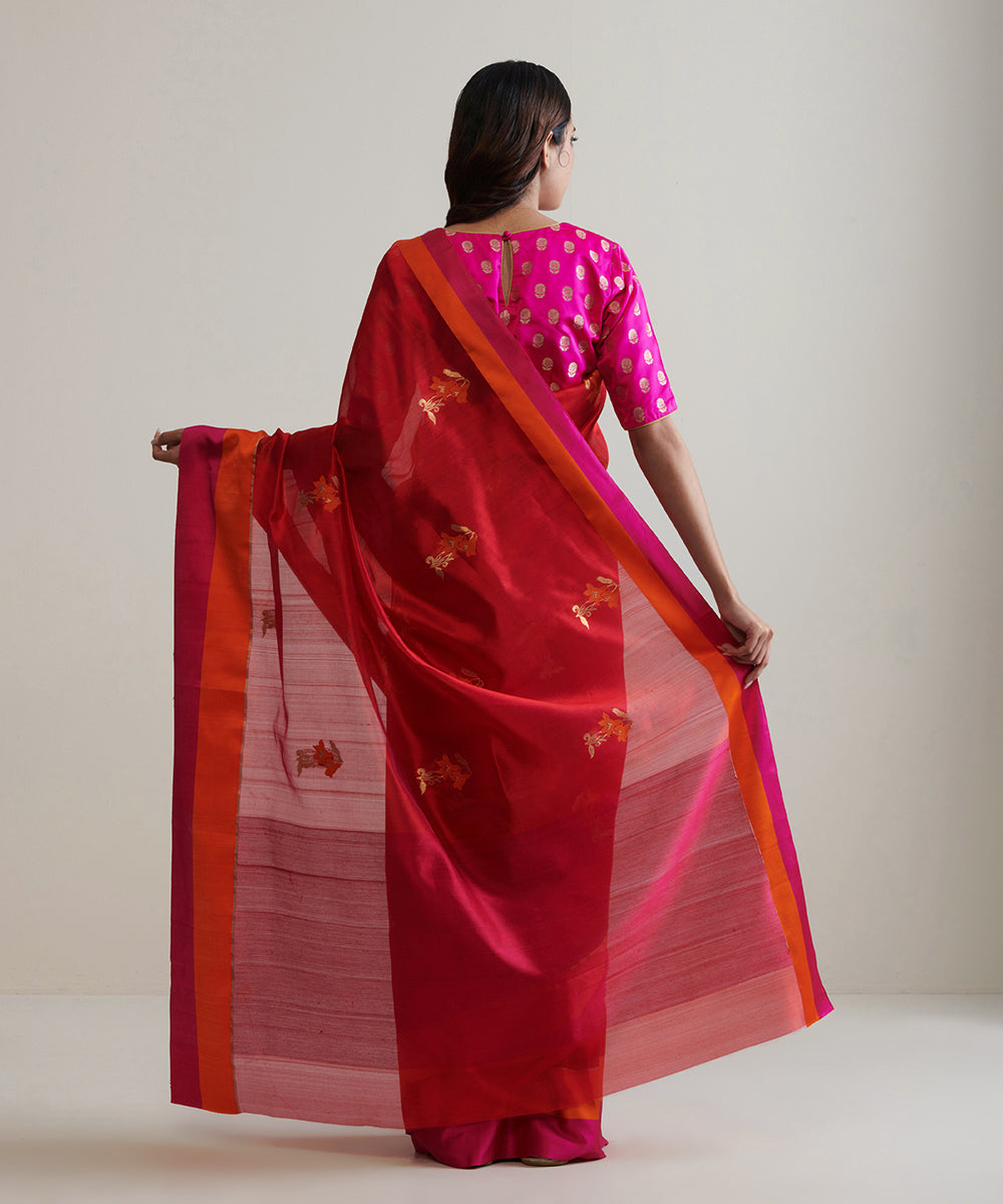 Red_Pure_Silk_Handloom_Pure_Chanderi_Silk_Saree_With_Mashroo_Border_And_Floral_Motifs_WeaverStory_03