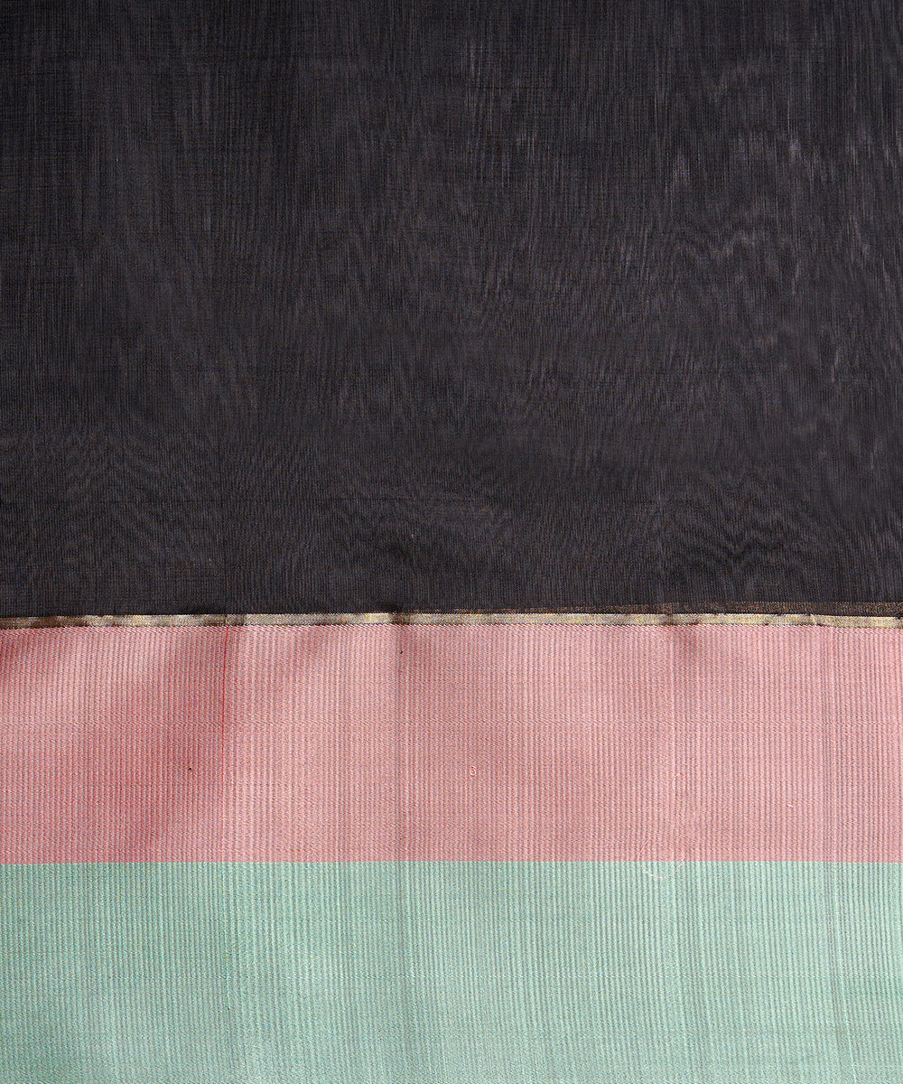 Black_Handloom_Pure_Chanderi_Silk_Saree_With_Mashroo_Border_And_Floral_Motifs_WeaverStory_05