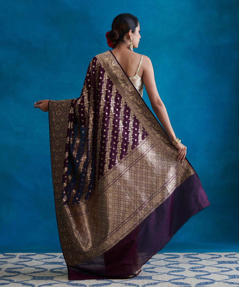 Handloom_Dark_Purple_Pure_Katan_Silk_Banarasi_Saree_With_Cutwork_Jaal_WeaverStory_03
