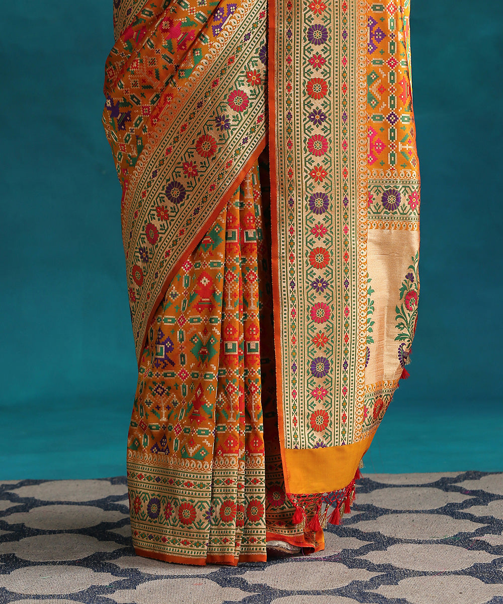 Mustard_Handloom_Pure_Silk_Tissue_Patola_Saree_With_Heavy_Meenakari_Border_WeaverStory_04