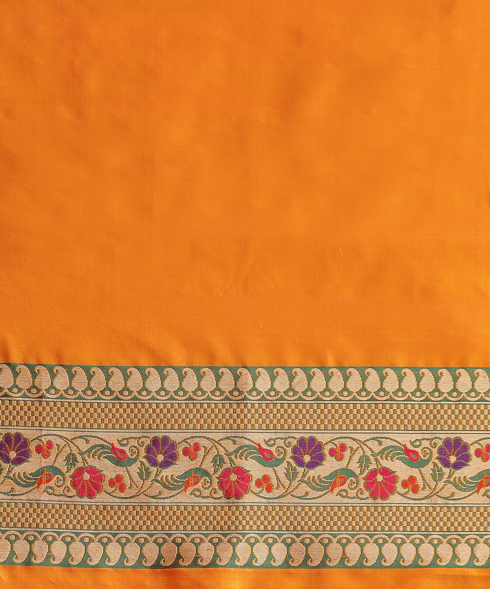 Musrtard_Handloom_Pure_Silk_Tissue_Patola_Saree_With_Meenakari_Border_WeaverStory_05