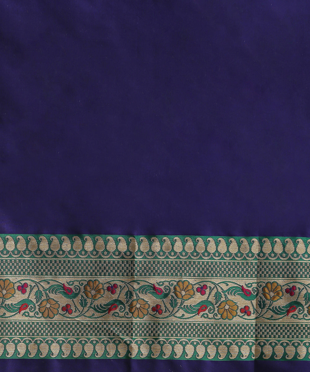 Handloom_Navy_Blue_Pure_Silk_Tissue_Patola_Saree_With_Meenakari_Border_WeaverStory_05