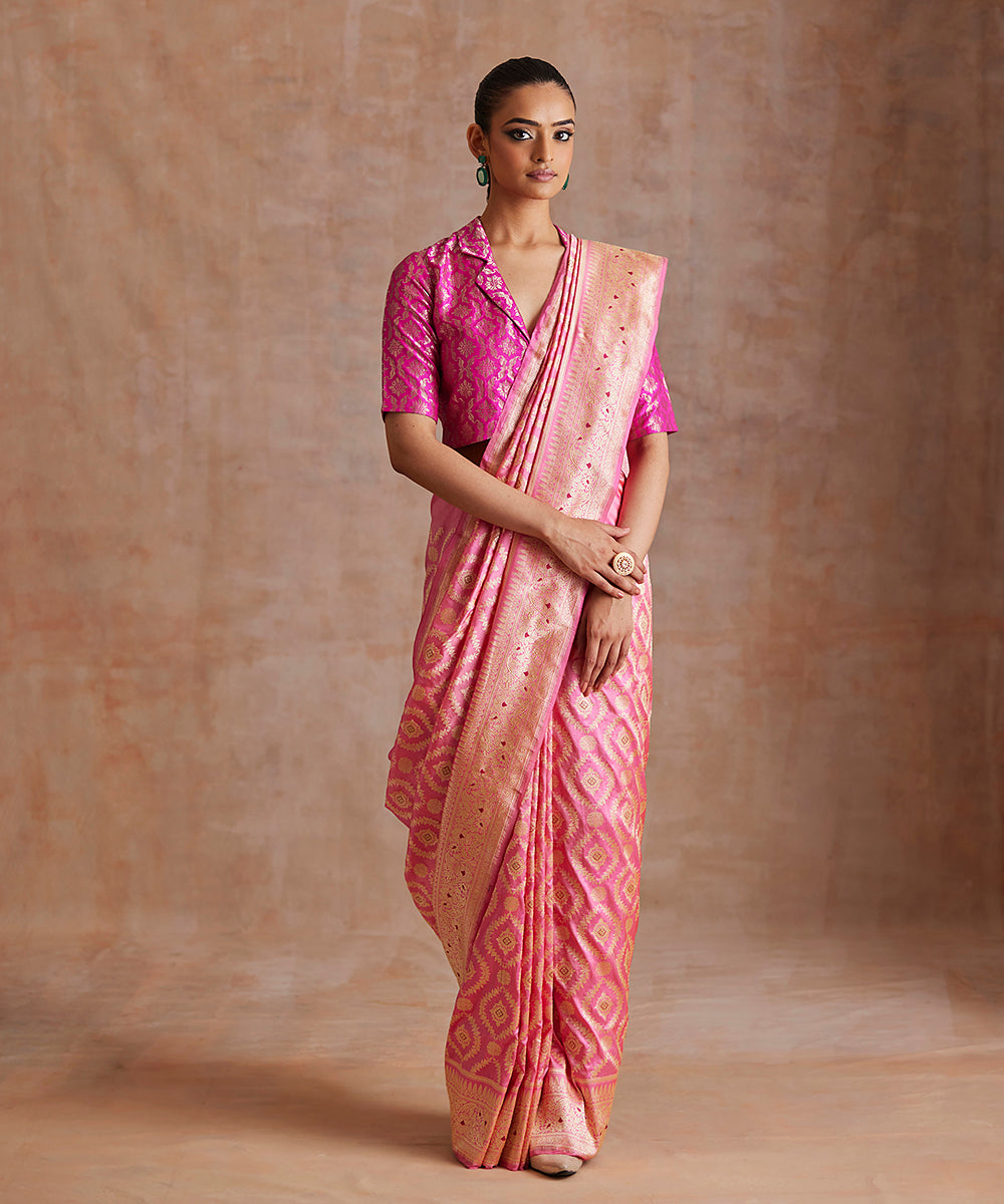Handloom_Pink_Fuchsia_Pure_Katan_Silk_Banarasi_Saree_With_Meenakari_Jaal_WeaverStory_02