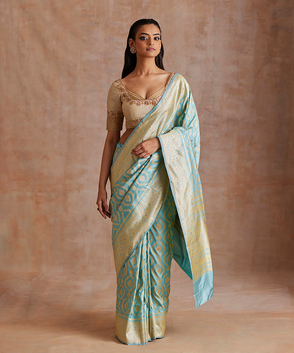 Dust_Blue_Handloom_Pure_Katan_Silk_Banarasi_Saree_With_Meenakari_Jaal_And_Border_WeaverStory_02