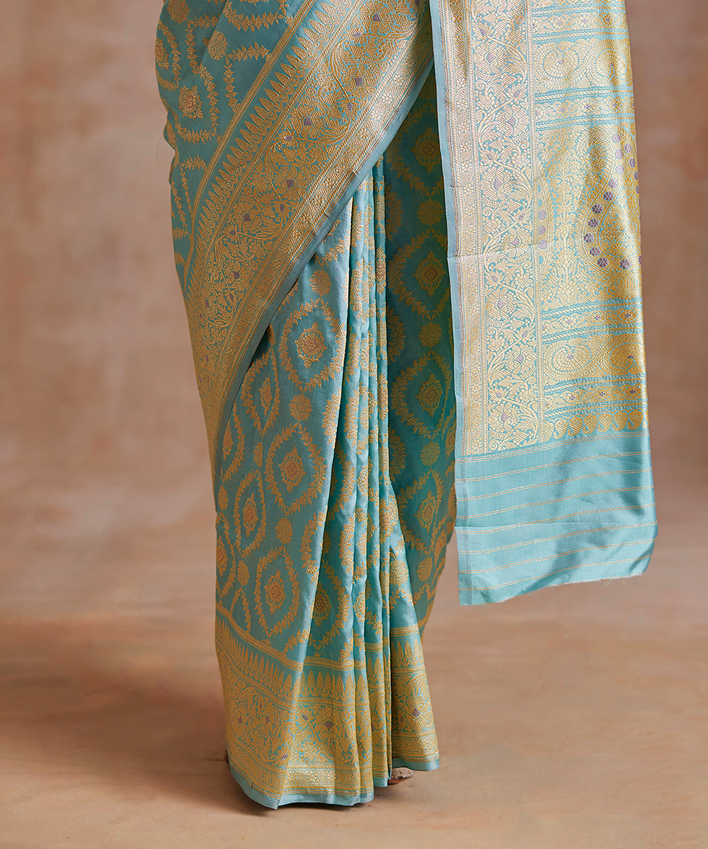 Dust_Blue_Handloom_Pure_Katan_Silk_Banarasi_Saree_With_Meenakari_Jaal_And_Border_WeaverStory_04