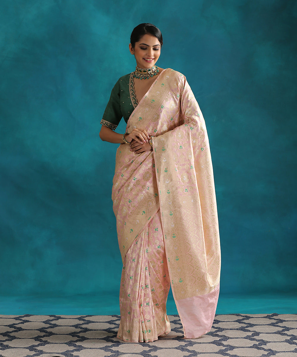Handloom_Baby_Pink_Pure_Katan_Silk_Banarasi_Saree_With_Meenakari_WeaverStory_02