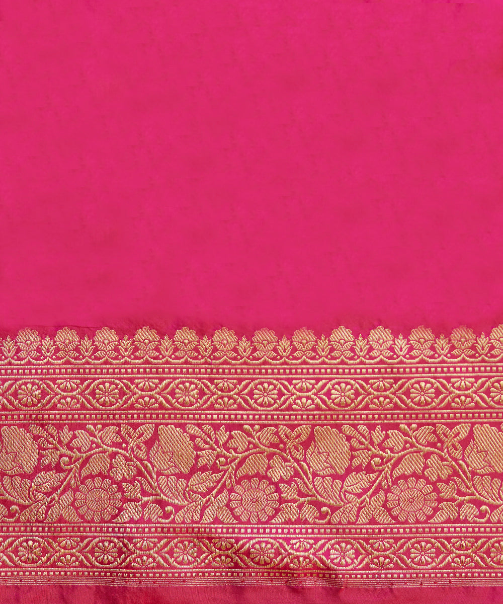 Handloom_Hot_Pink_Pure_Katan_Silk_Banarasi_Saree_With_Gold_And_Silver_Jaal_WeaverStory_06