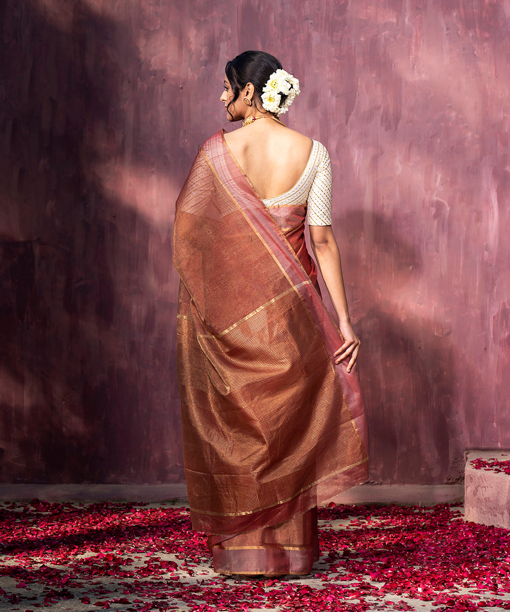 Handloom_Rusrt_Tissue_Chanderi_Silk_Saree_With_Contrast_Border_WeaverStory_03