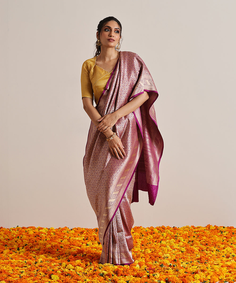 Handloom_Violet_Pure_Katan_Silk_Kimkhab_Banarasi_Saree_With_Meena_Booti_WeaverStory_02