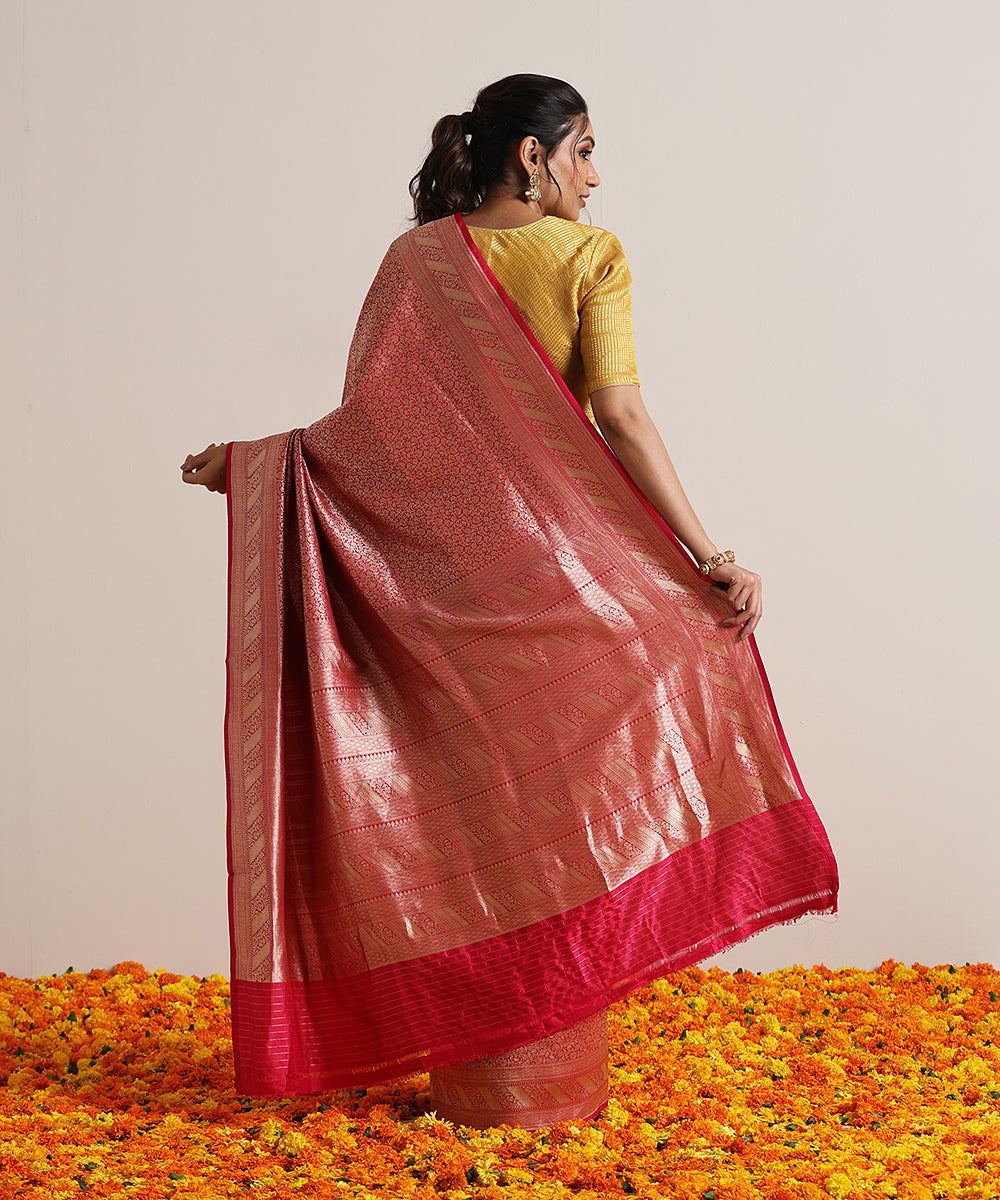 Handloom_Rani_Pink_Pure_Katan_Silk_Kimkhab_Banarasi_Saree_With_Yellow_Meenakari_WeaverStory_03