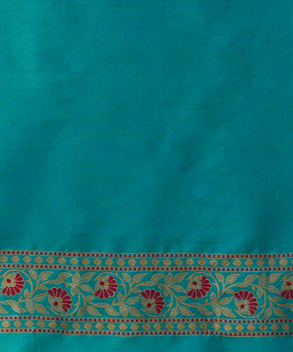 Yellow_Handloom_Pure_Katan_Silk_Banarasi_Saree_With_Sky_Blue_Meenakari_Border_WeaverStory_05