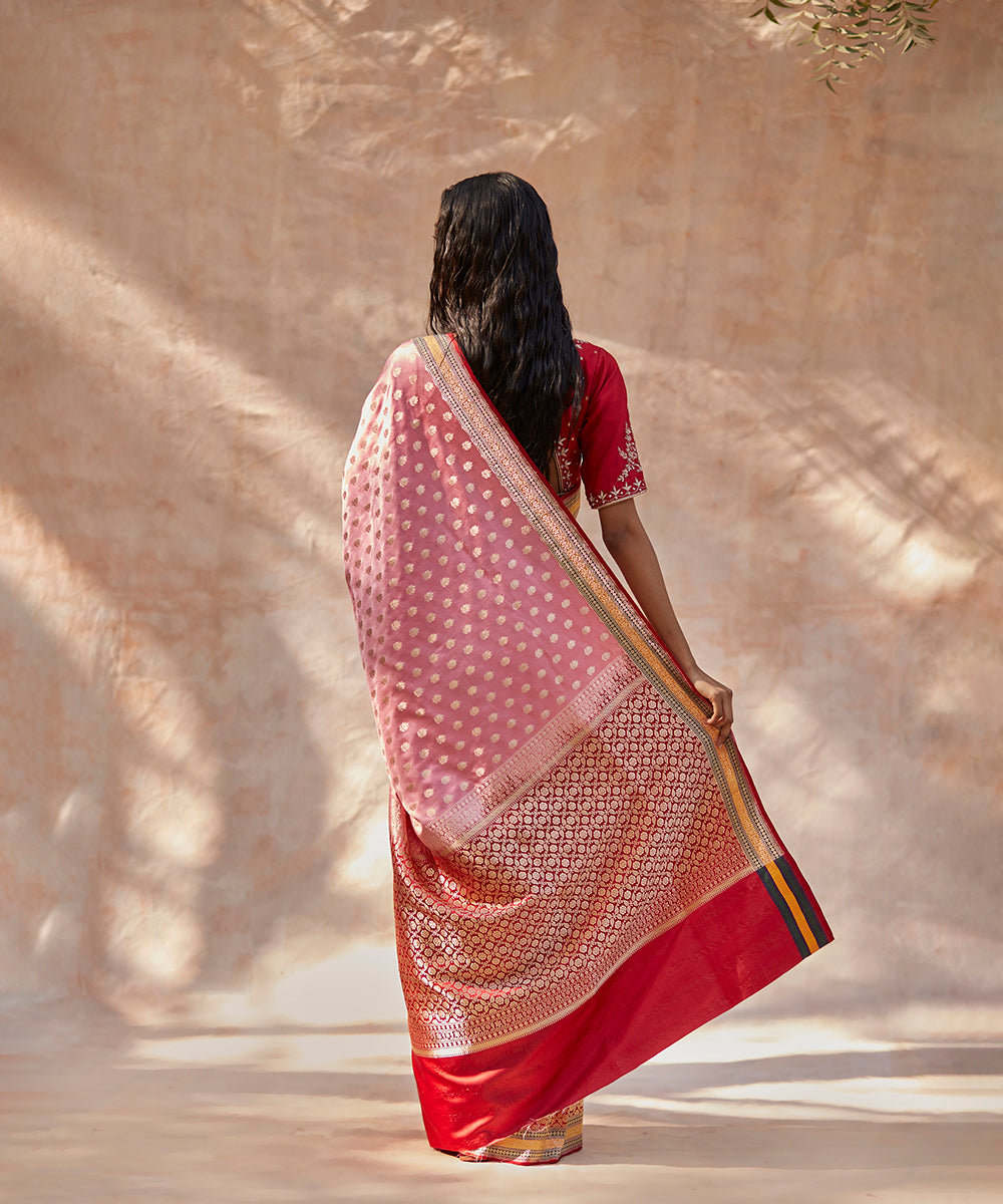 Pink_Handloom_Pure_Katan_Silk_Banarasi_Saree_With_Meenakari_Border_And_Kadhwa_Booti_WeaverStory_03