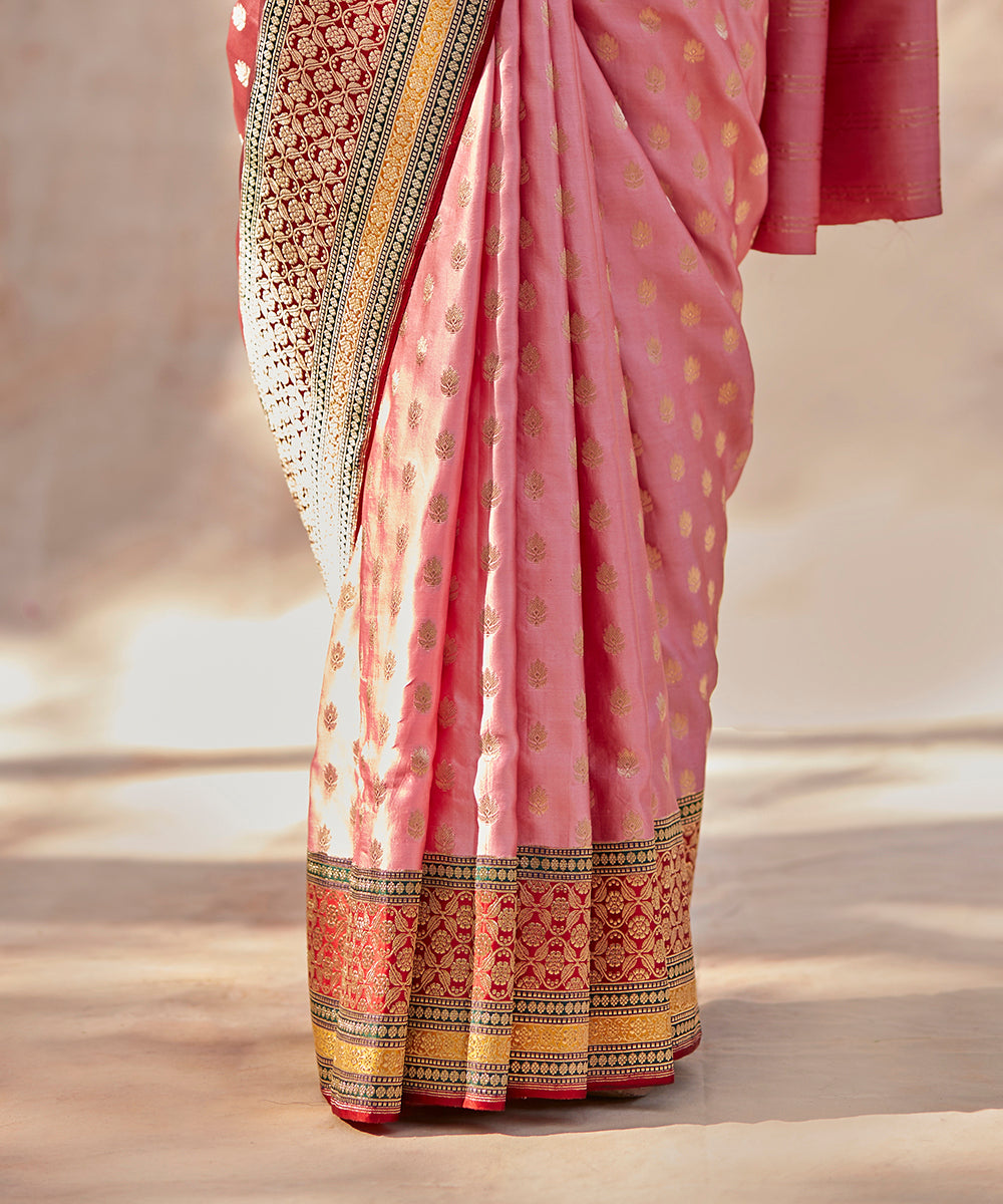 Pink_Handloom_Pure_Katan_Silk_Banarasi_Saree_With_Meenakari_Border_And_Kadhwa_Booti_WeaverStory_04