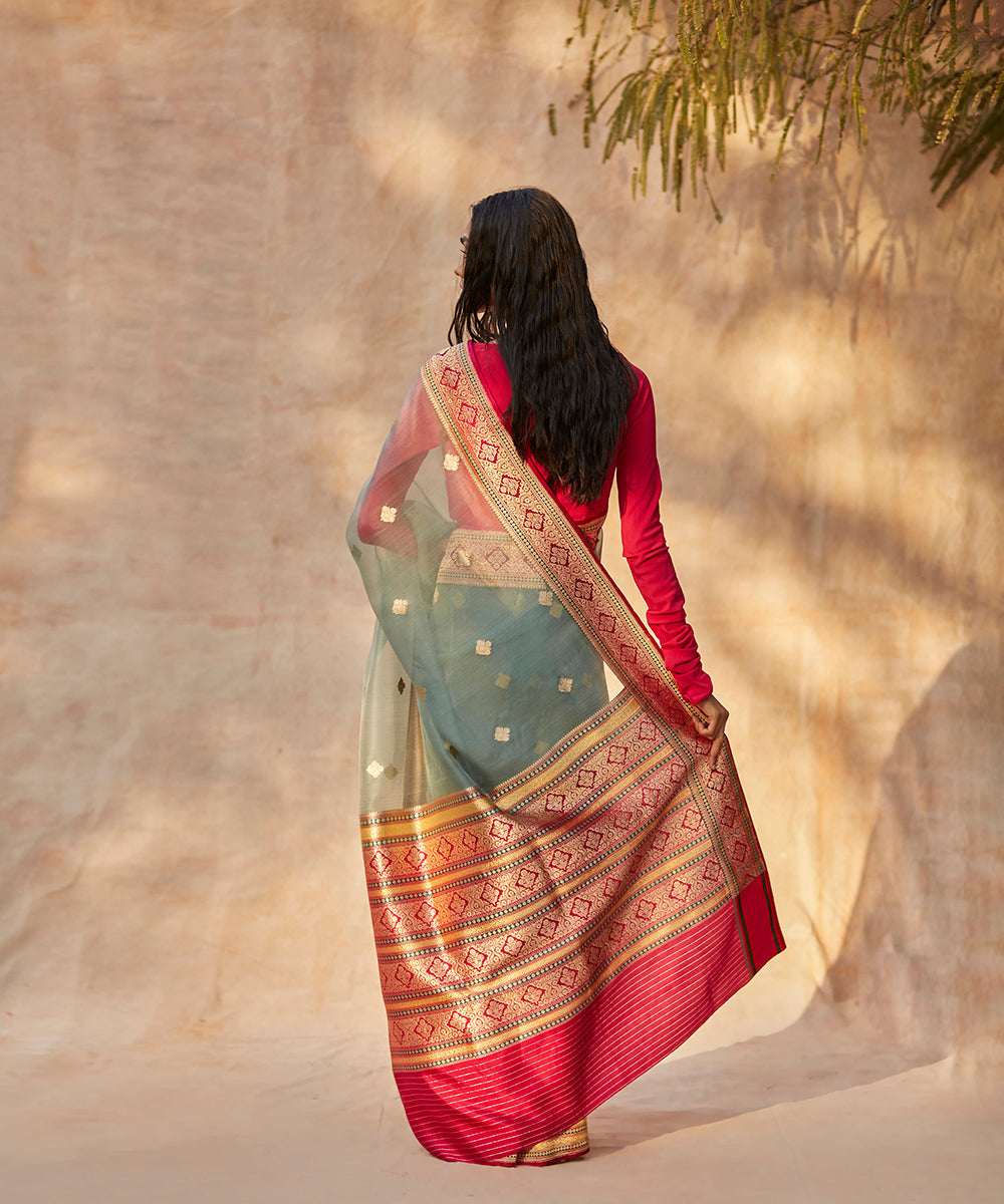 Handloom_Mint_Green_Kora_Silk_Banarasi_Saree_Kadhwa_Booti_And_Meenakari_Border_WeaverStory_03