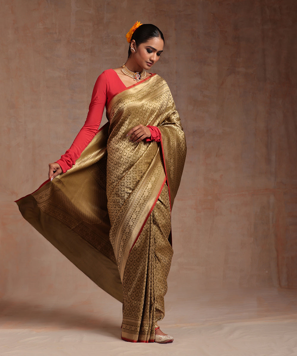 Handloom_Henna_Green_Pure_Katan_Silk_Kimkhab_Banarasi_Saree_With_All_Over_Zari_Work_WeaverStory_02