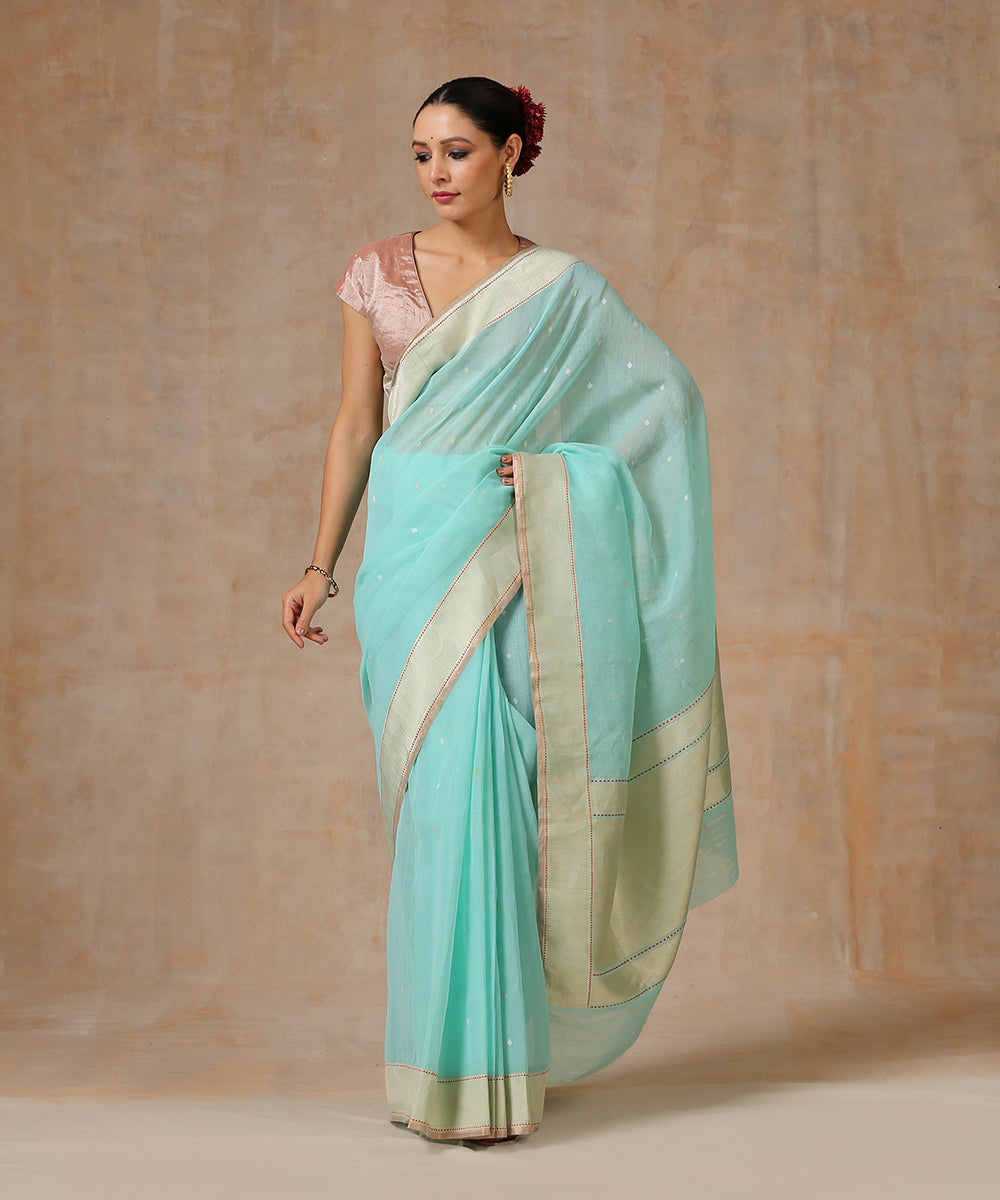 Handloom_Pista_Green_Pure_Katan_Silk_Banarasi_Saree_With_Cutwork_Booti_WeaverStory_02
