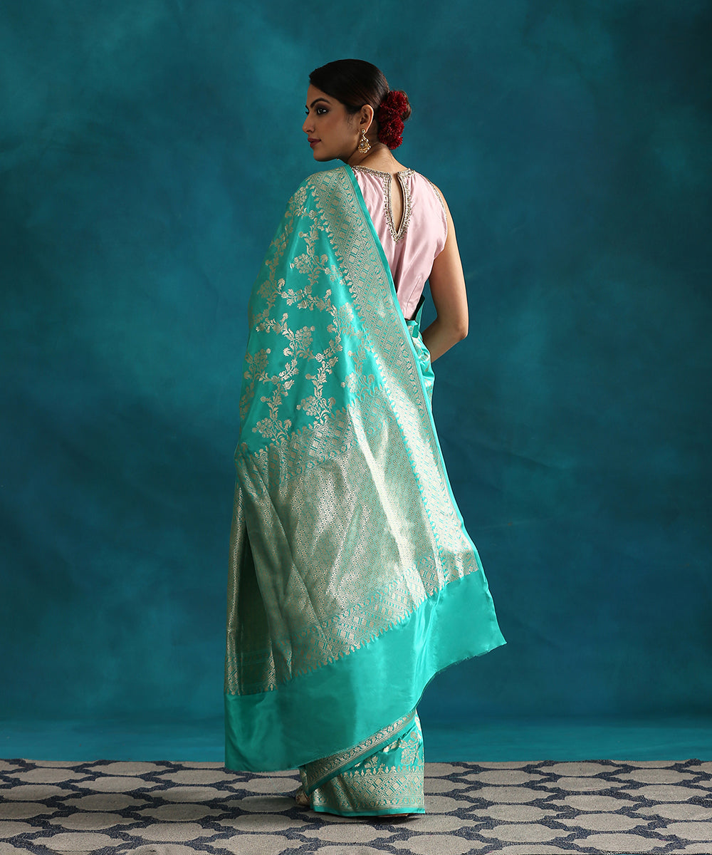 Handloom_Mint_Green_Pure_Katan_Silk_Banarasi_Saree_With_Cutwork_Upada_Weave_WeaverStory_03