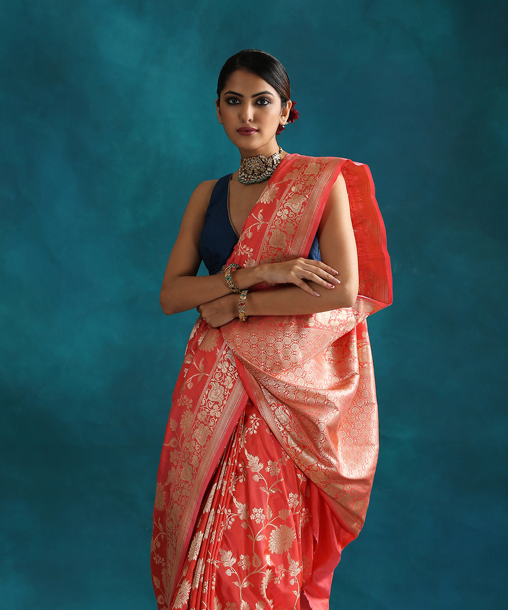 Dark_Peach_Handloom_Pure_Katan_Silk_Banarasi_Saree_With_Cutwork_Upada_Weave_WeaverStory_01