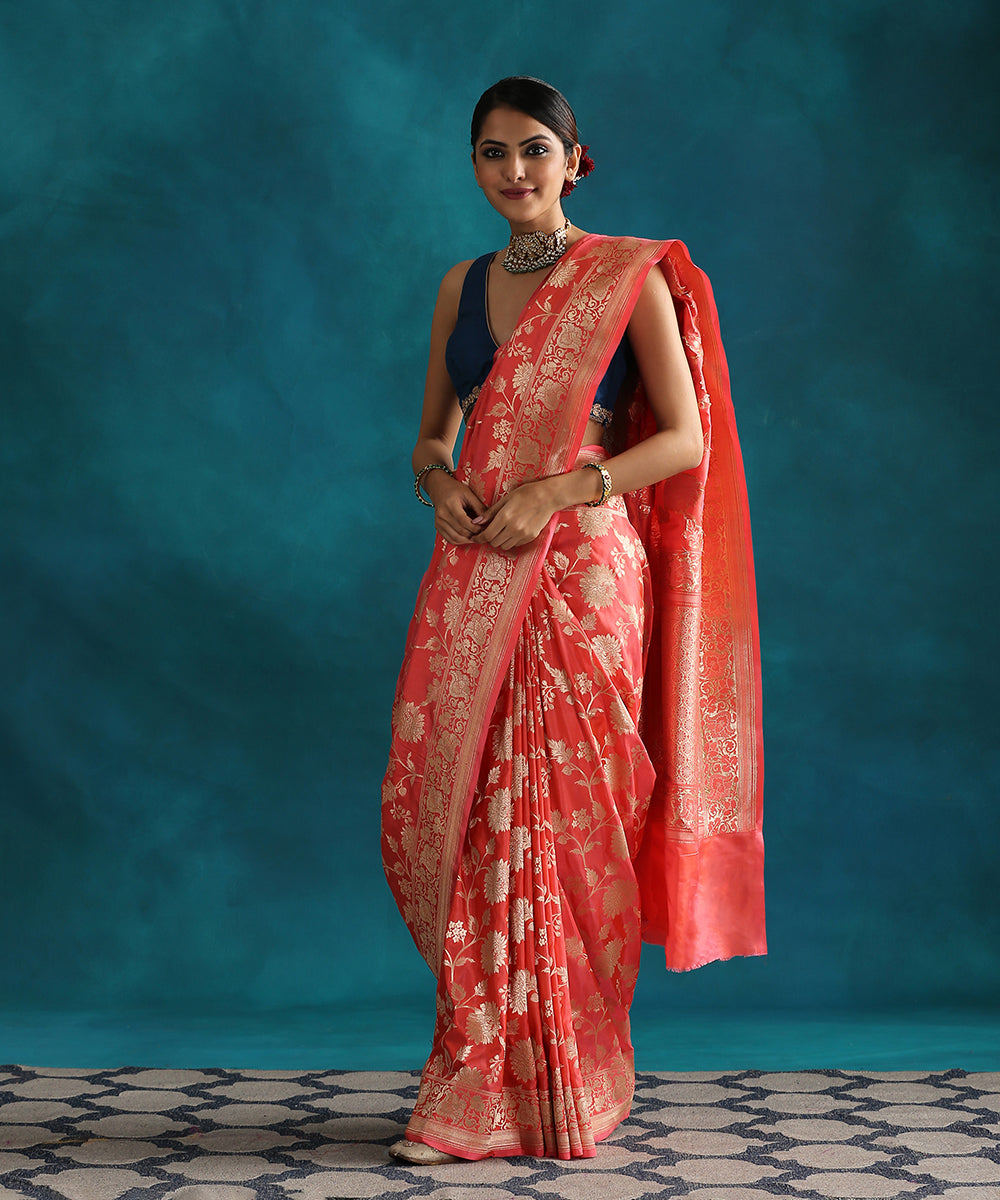 Dark_Peach_Handloom_Pure_Katan_Silk_Banarasi_Saree_With_Cutwork_Upada_Weave_WeaverStory_02