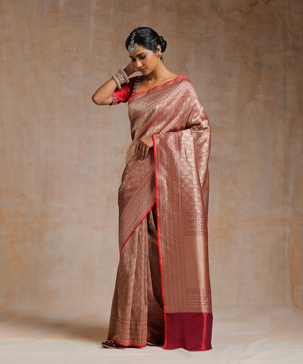 Maroon_Handloom_Pure_Katan_Silk_Banarasi_Saree_With_Antique_Zari_WeaverStory_02