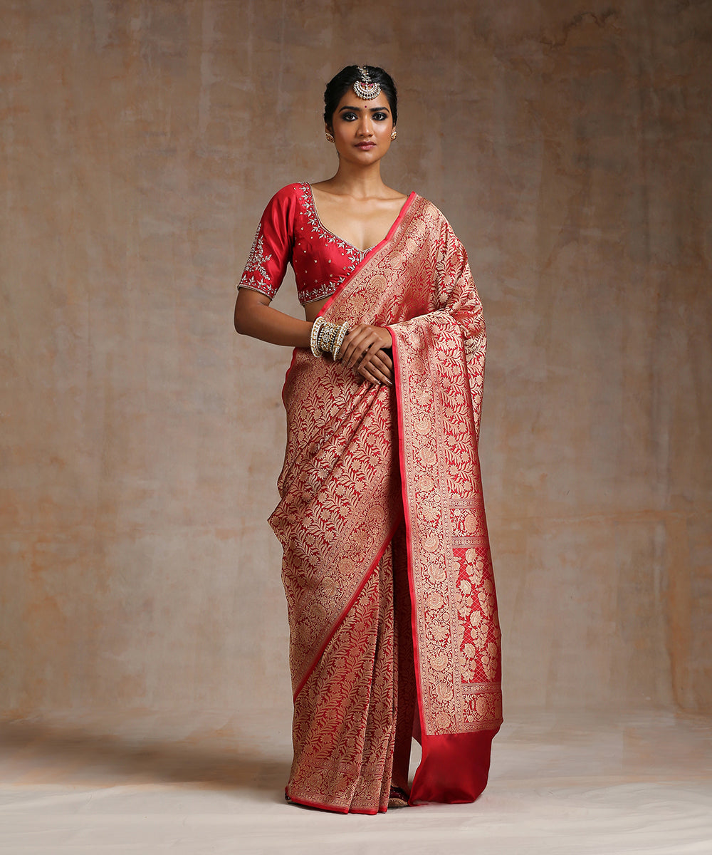 Maroon_Handloom_Pure_Katan_Silk_Banarasi_Saree_With_Antique_Zari_WeaverStory_02
