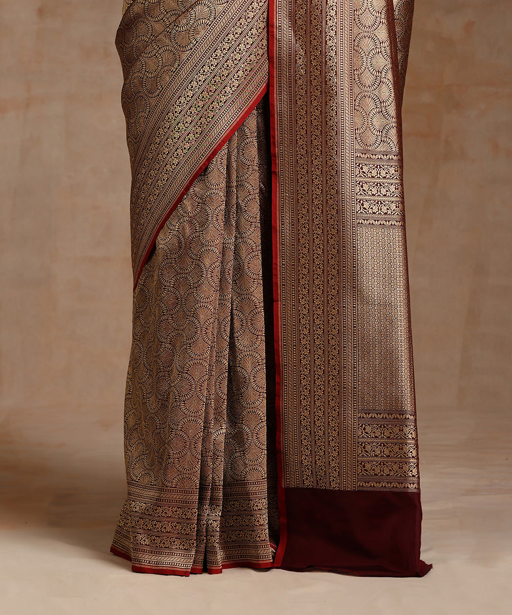 Handloom_Wine_Pure_Katan_Silk_Kimkhab_Banarasi_Saree_With_Antique_Zari_WeaverStory_04