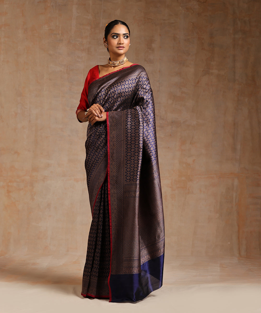 Blue_Handloom_Pure_Katan_Silk_Kimkhab_Banarasi_Saree_With_Antique_Zari_WeaverStory_02