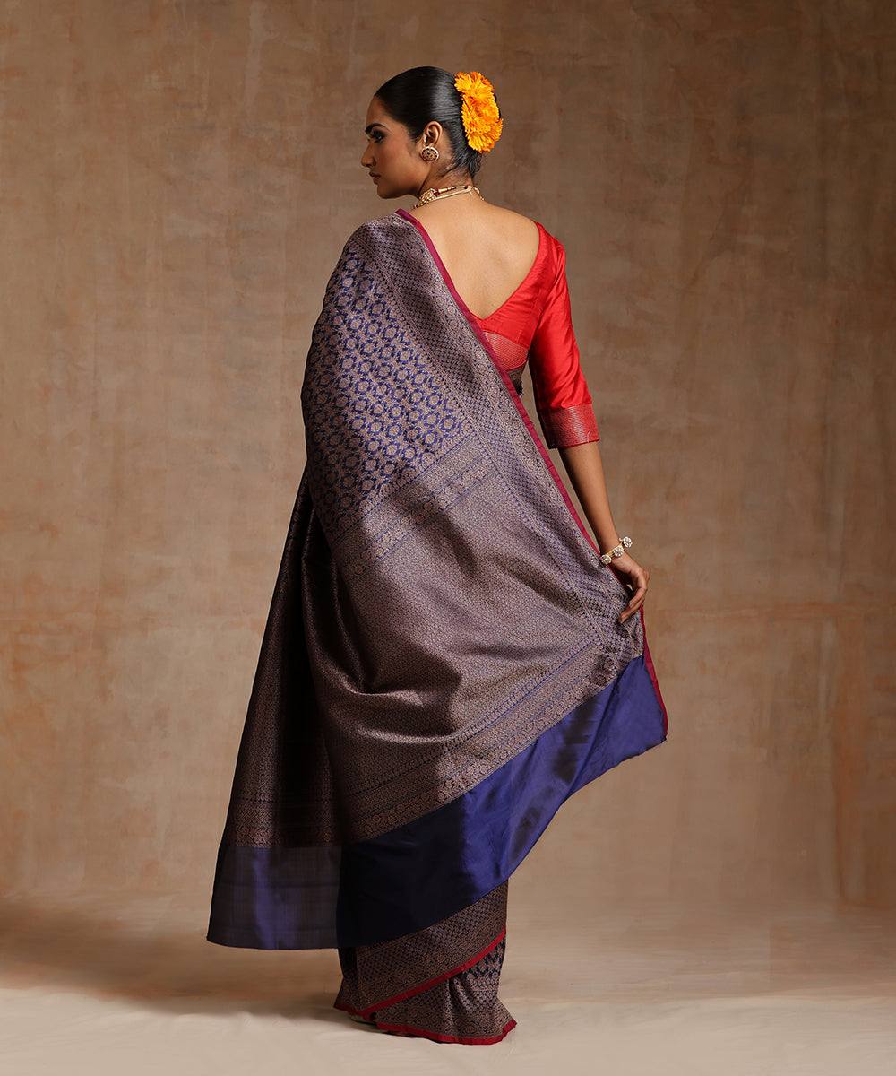 Blue_Handloom_Pure_Katan_Silk_Kimkhab_Banarasi_Saree_With_Antique_Zari_WeaverStory_03