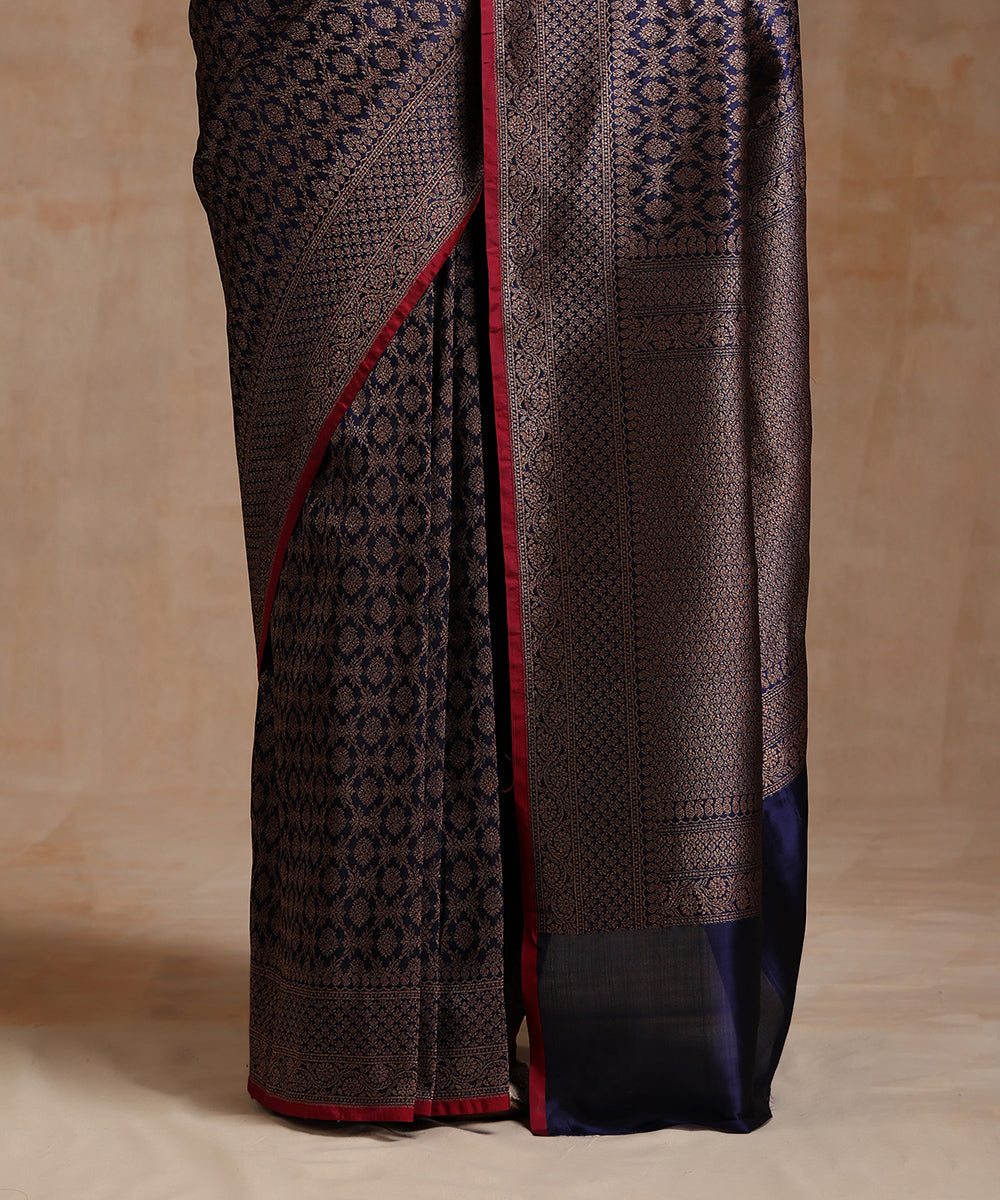 Blue_Handloom_Pure_Katan_Silk_Kimkhab_Banarasi_Saree_With_Antique_Zari_WeaverStory_04