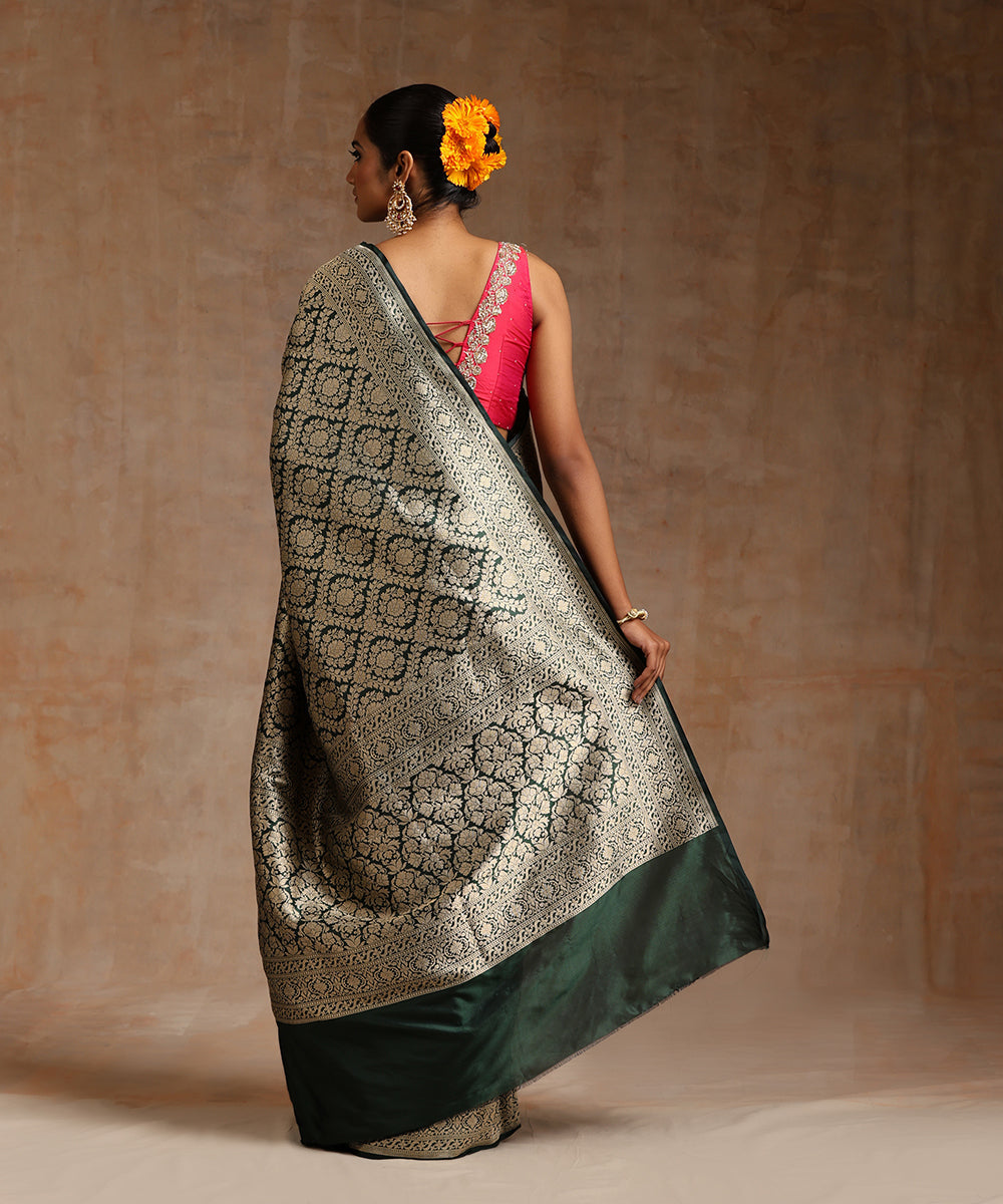 Bottle_Green_Handloom_Pure_Katan_Silk_Kimkhab_Banarasi_Saree_With_Antique_Zari_WeaverStory_03