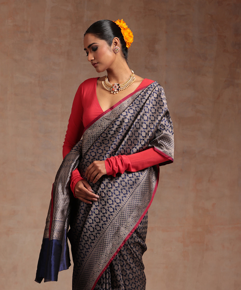 Blue_Handloom_Kimkhab_Pure_Katan_Silk_Antique_Zari_Banarasi_Saree_WeaverStory_01