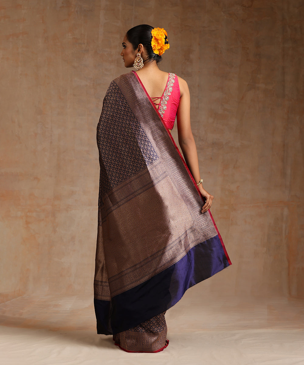 Blue_Handloom_Pure_Katan_Silk_Antique_Zari_Banarasi_Saree_With_Kimkhab_Weave_WeaverStory_03