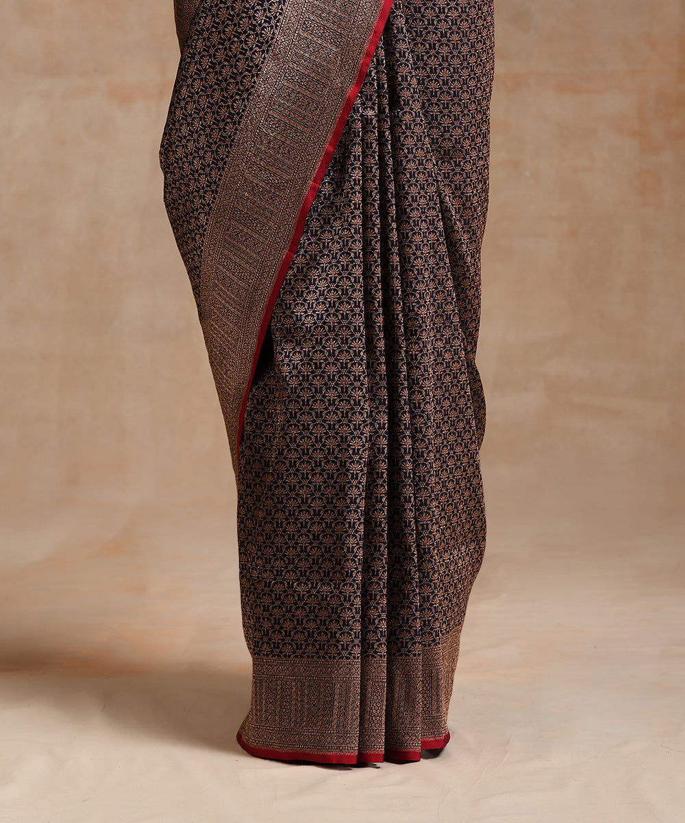 Blue_Handloom_Pure_Katan_Silk_Antique_Zari_Banarasi_Saree_With_Kimkhab_Weave_WeaverStory_04