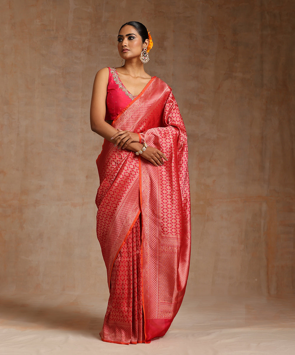 Pink_Handloom_Pure_Katan_Silk_Kimkhab_Banarasi_Saree_With_Antique_Zari_WeaverStory_02