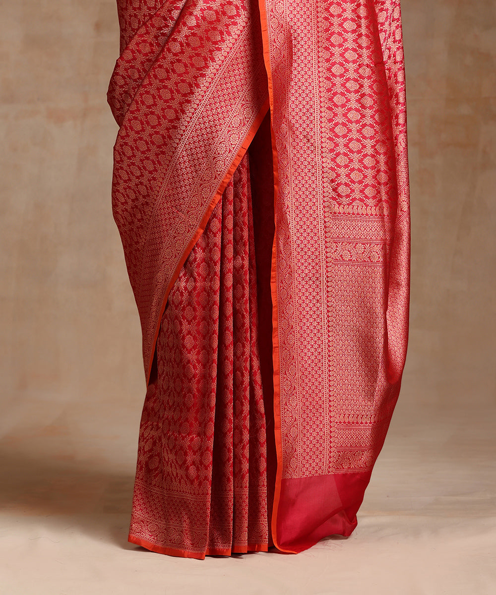 Pink_Handloom_Pure_Katan_Silk_Kimkhab_Banarasi_Saree_With_Antique_Zari_WeaverStory_04