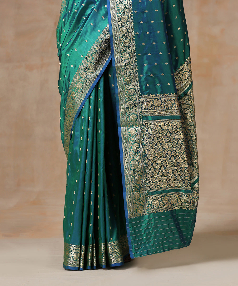 Peacock_Green_Handloom_Double_Shade_Pure_Katan_Silk_Banarasi_Saree_WeaverStory_04