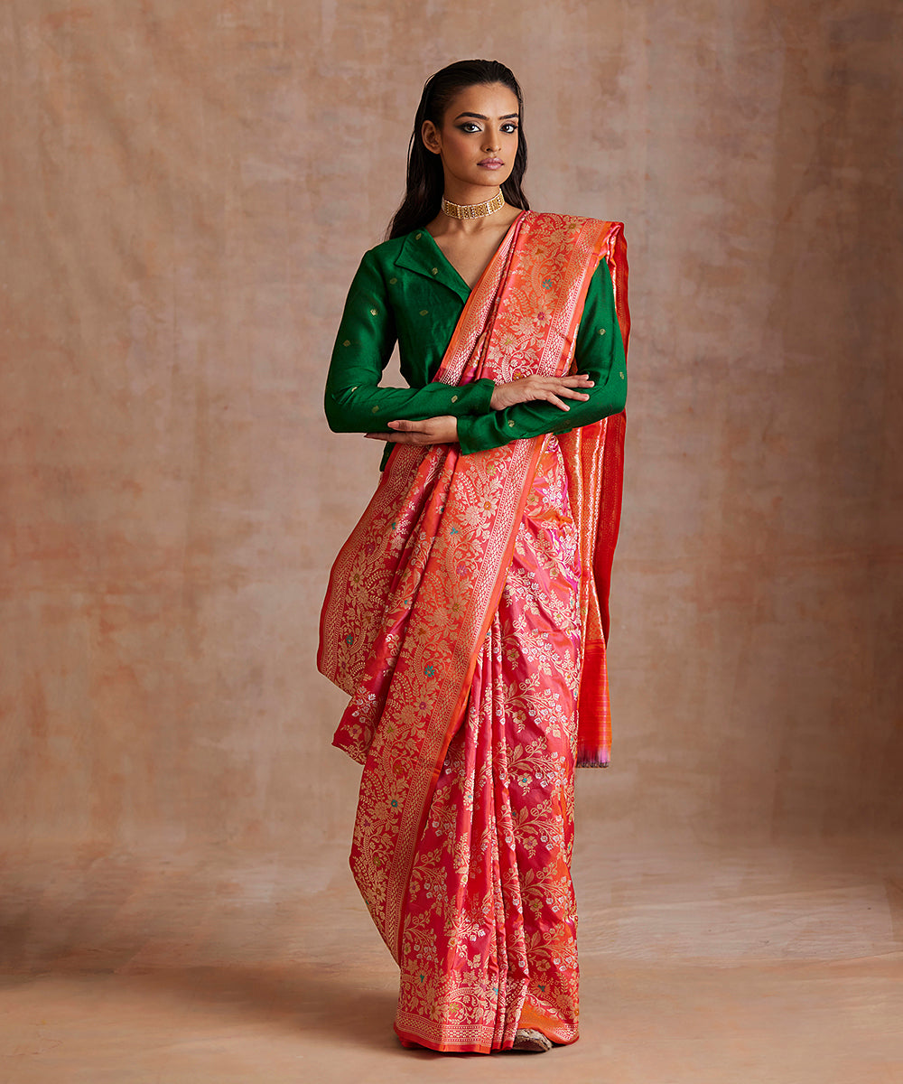 Handloom_Orange_And_Pink_Double_Shade_Pure_Katan_Silk_Banarasi_Saree_WeaverStory_02