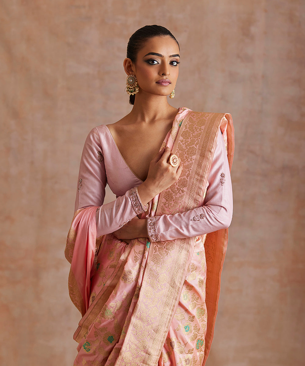Handloom_Baby_Pink_Pure_Katan_Silk_Banarasi_Saree_With_Floral_Jaal_And_Meenakari_WeaverStory_01