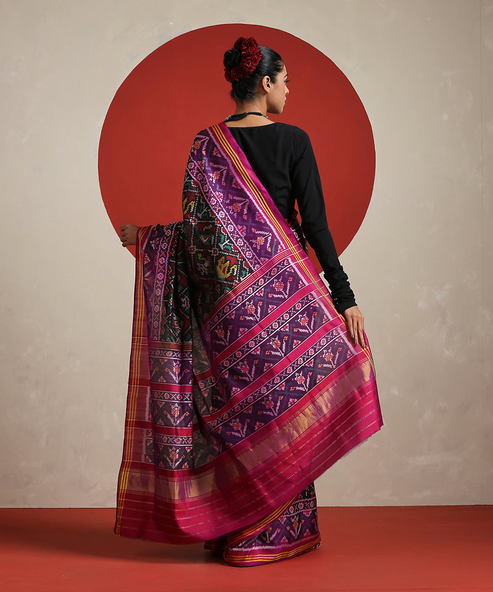 Handloom_Violet_Pure_Mulberry_Silk_Semi_Single_Ikat_Patola_Saree_WeaverStory_03