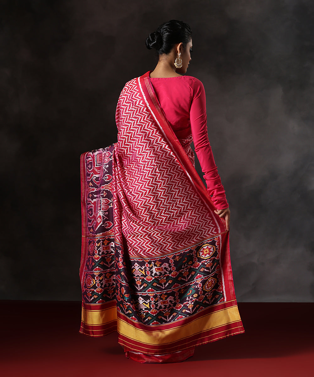 Handloom_Red_Pure_Mulberry_Silk_Twill_Weave_Ikat_Patola_Saree_WeaverStory_03