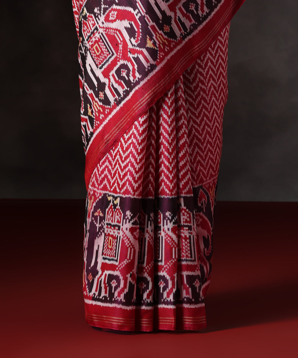 Handloom_Red_Pure_Mulberry_Silk_Twill_Weave_Ikat_Patola_Saree_WeaverStory_04