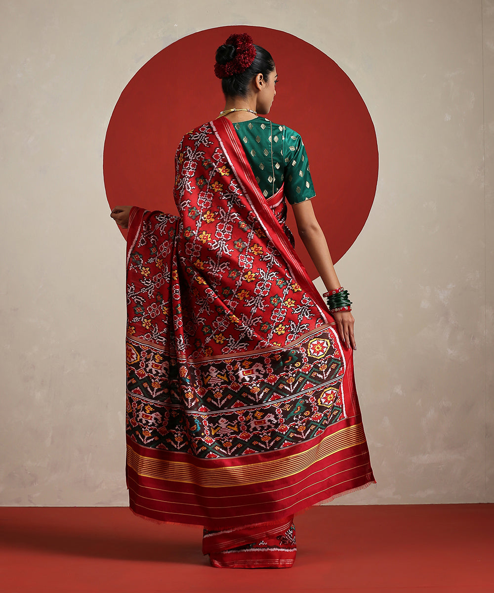 Handloom_Red_Mulberry_Silk_Twill_Weave_Ikat_Patola_Saree_WeaverStory_03