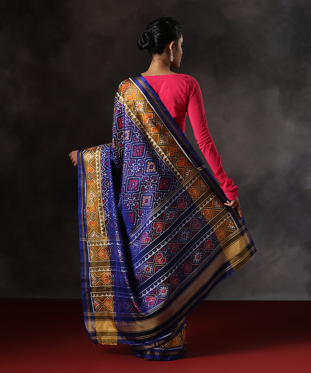 Handloom_Ink_Blue_Pure_Mulberry_Silk_Single_Ikat_Patola_Saree_With_Tissue_Border_WeaverStory_03